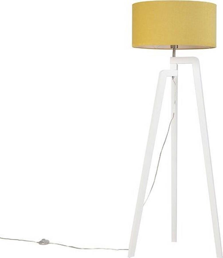 QAZQA puros Moderne Tripod driepoot vloerlamp Staande Lamp 1 lichts H 1450 mm Geel Woonkamer Slaapkamer Keuken