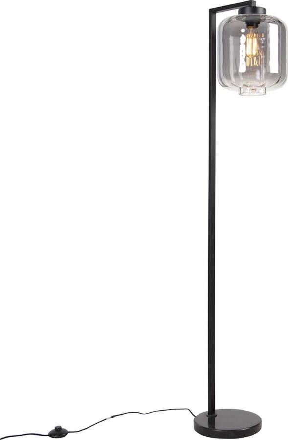 QAZQA qara Design Dimbare LED Smart Vloerlamp Staande Lamp incl. wifi met Dimmer 1 lichts H 153 cm Zwart Woonkamer Slaapkamer Keuken