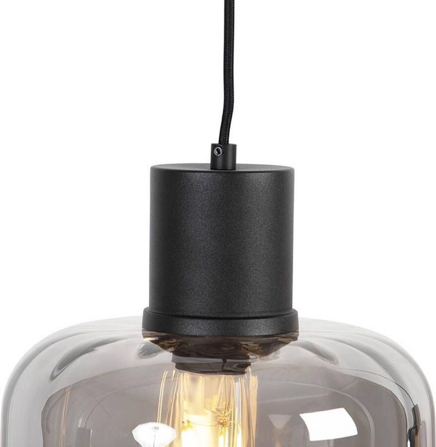 QAZQA Design hanglamp zwart met smoke glas 3-lichts 161 5 cm Qara