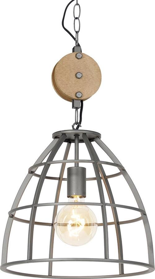 QAZQA arthur Industriele Hanglamp 1 lichts Ø 34 cm Donkergrijs Industrieel Woonkamer Slaapkamer Keuken