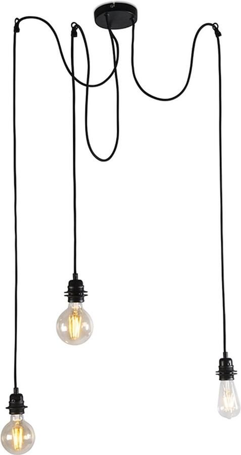 QAZQA cava luxe Moderne Hanglamp 3 lichts H 1500 mm Zwart Woonkamer Slaapkamer Keuken