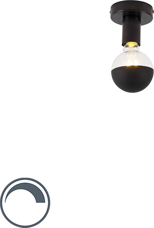 QAZQA facile Moderne LED Plafondlamp 1 lichts Ø 100 mm Zwart Woonkamer Slaapkamer Keuken