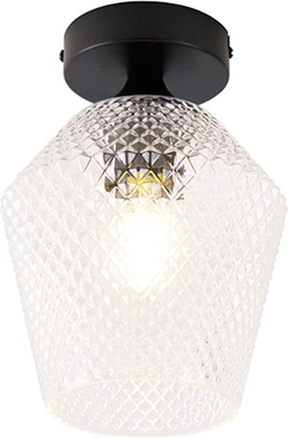 QAZQA karce Art Deco Plafondlamp 1 lichts Ø 170 mm Zwart Woonkamer Slaapkamer Keuken