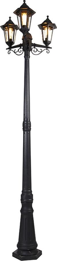 QAZQA new haven Klassieke LED Smart Lantaarn incl. wifi 3 lichts H 216.5 cm Zwart Buitenverlichting
