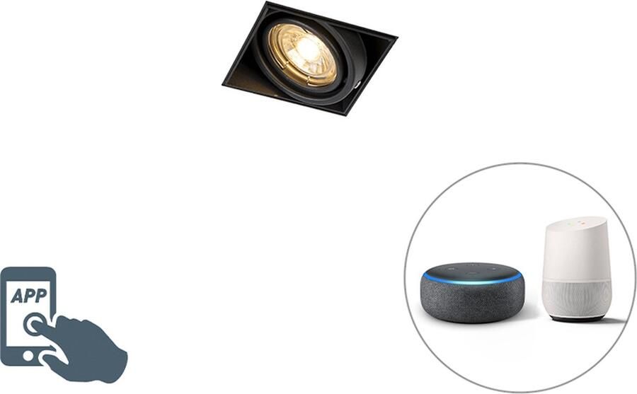 QAZQA oneon trimless 50 Moderne LED Smart Inbouwspot incl. wifi 1 lichts L 8.8 cm Zwart Woonkamer Slaapkamer Keuken