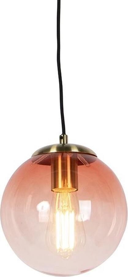 QAZQA pallon Art Deco Hanglamp 1 lichts Ø 200 mm Roze Woonkamer Slaapkamer Keuken
