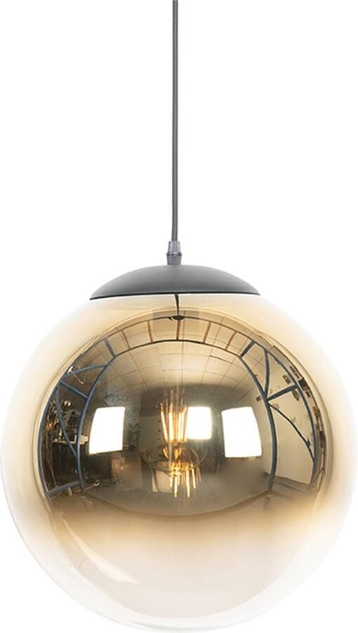 QAZQA pallon Art Deco Hanglamp 1 lichts Ø 33 cm Zwart Goud Woonkamer Slaapkamer Keuken