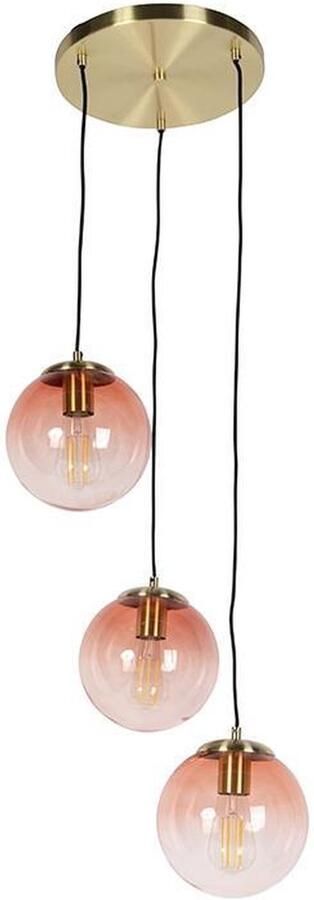 QAZQA pallon Art Deco Hanglamp eettafel 3 lichts Ø 450 mm Roze Woonkamer Slaapkamer