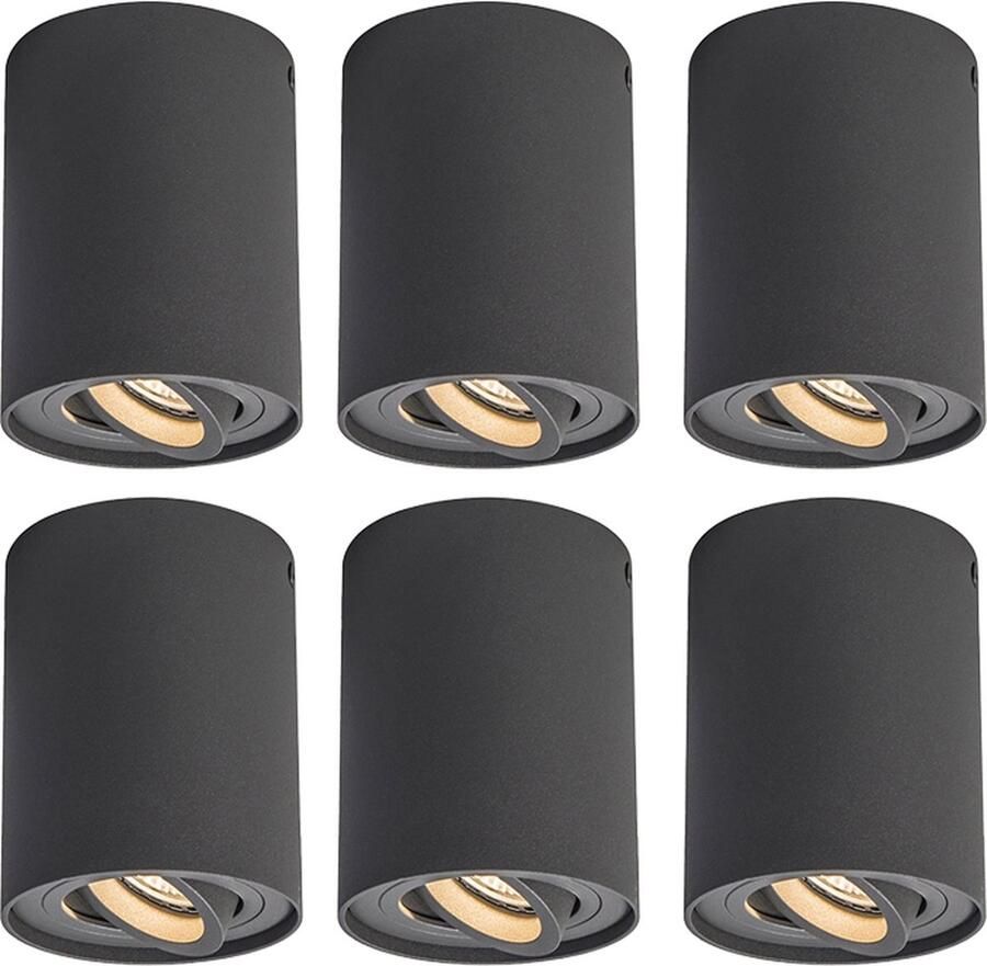 QAZQA rondoo up Moderne LED Smart Plafondspot Spotje Opbouwspot incl. wifi 1 lichts Ø 9.5 cm Donkergrijs Woonkamer Slaapkamer Keuken