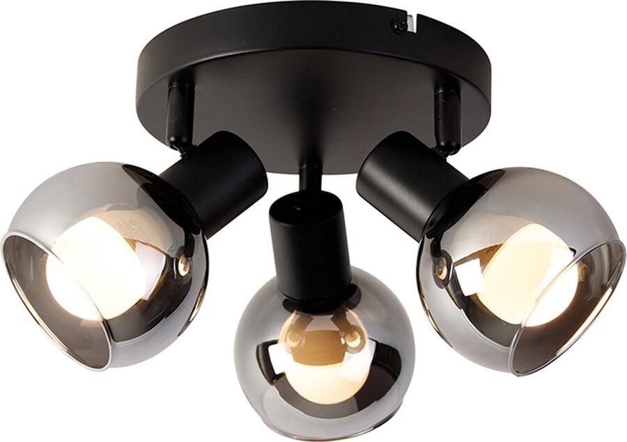 QAZQA vidro Art Deco LED Dimbare Smart Plafondspot Spotje Opbouwspot incl. wifi met Dimmer 3 lichts Ø 35 cm Zwart Woonkamer Slaapkamer Keuken - Foto 2