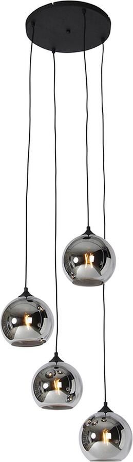 QAZQA wallace Art Deco Dimbare LED Smart Hanglamp incl. wifi met Dimmer 4 lichts Ø 50 cm Grijs Woonkamer Slaapkamer Keuken