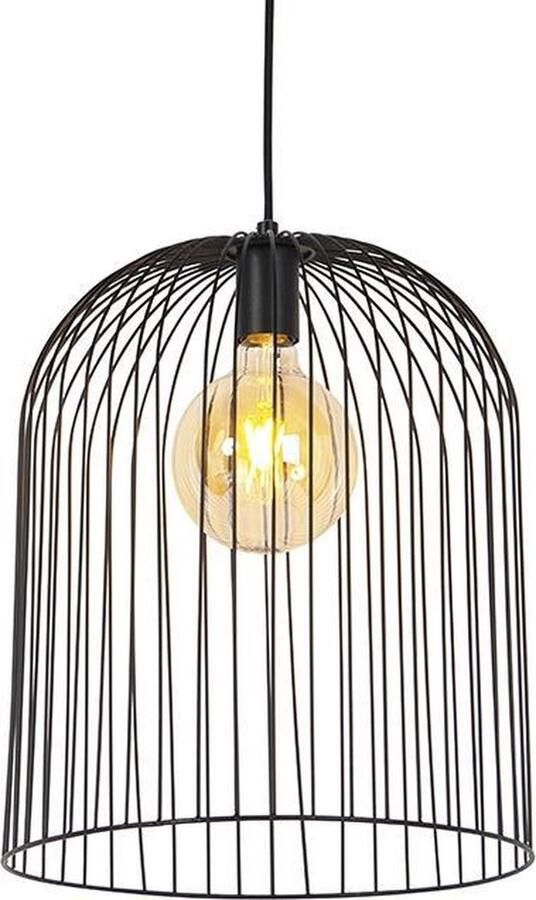 QAZQA wire Design Hanglamp 1 lichts Ø 350 mm Zwart Woonkamer Slaapkamer Keuken