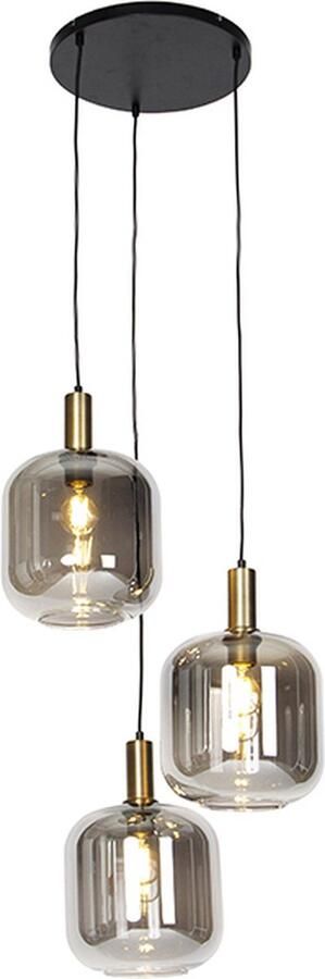 QAZQA zuzanna Design Dimbare LED Smart Hanglamp eettafel incl. wifi met Dimmer 3 lichts Ø 60 cm Zwart Goud Woonkamer Slaapkamer Keuken