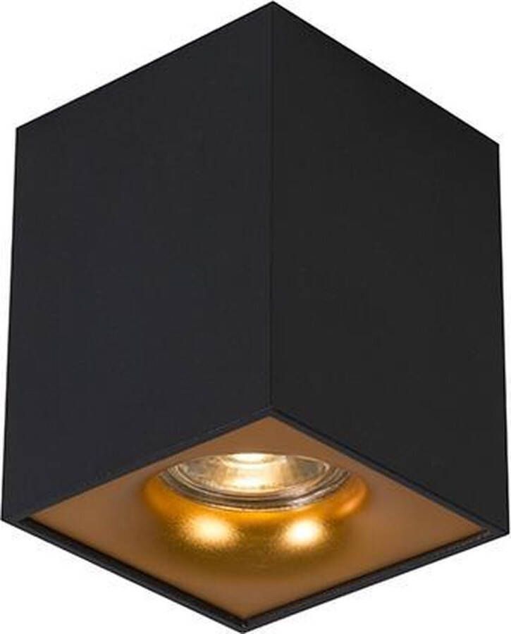 QAZQA quba Moderne Plafondspot | Spotje | Opbouwspot 1 lichts L 85 mm Zwart Woonkamer | Slaapkamer | Keuken