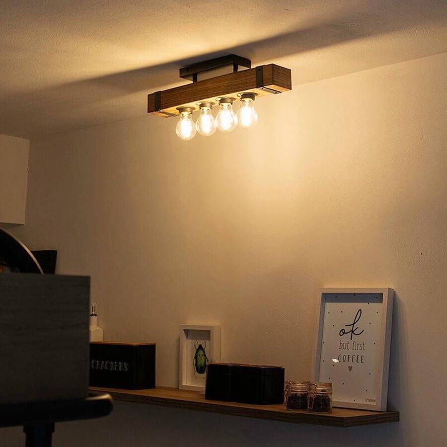 QAZQA reena Industriele LED Smart Plafondlamp incl. wifi 4 lichts L 46.5 cm Bruin Industrieel Woonkamer | Slaapkamer | Keuken