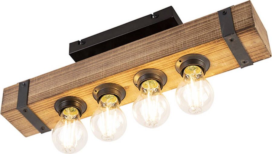 QAZQA reena Industriele Plafondlamp 4 lichts L 465 mm Bruin Industrieel Woonkamer Slaapkamer Keuken