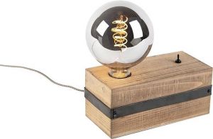 QAZQA reena Industriele Tafellamp 1 lichts H 105 mm Bruin Industrieel Woonkamer Slaapkamer Keuken