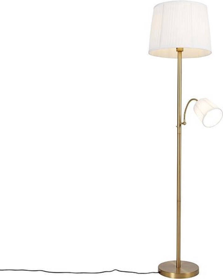 QAZQA retro Klassieke Vloerlamp Staande Lamp met leeslamp 1 lichts H 1597 mm Brons Woonkamer Slaapkamer