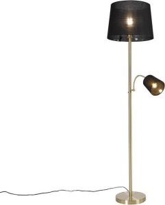 QAZQA retro Klassieke Vloerlamp Staande Lamp met leeslamp 1 lichts H 1597 mm Goud messing Woonkamer Slaapkamer