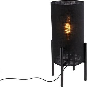 QAZQA rich Moderne Tafellamp met kap 1 lichts H 485 mm Zwart Woonkamer Slaapkamer Keuken