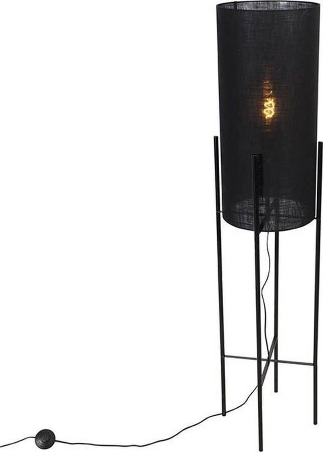 QAZQA rich Vloerlamp met lampenkap 1 lichts H 1450 mm Zwart