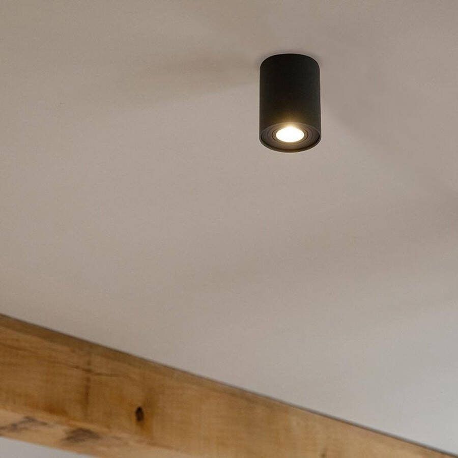 QAZQA rondoo up Moderne Dimbare LED Smart Plafondspot Spotje Opbouwspot incl. wifi met Dimmer 1 lichts Ø 95 mm Donkergrijs Woonkamer Slaapkamer Keuken
