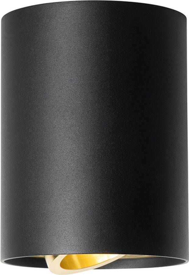 QAZQA rondoo up Moderne LED Smart Plafondspot Spotje Opbouwspot incl. wifi 1 lichts Ø 9.65 cm Zwart Goud Woonkamer Slaapkamer Keuken