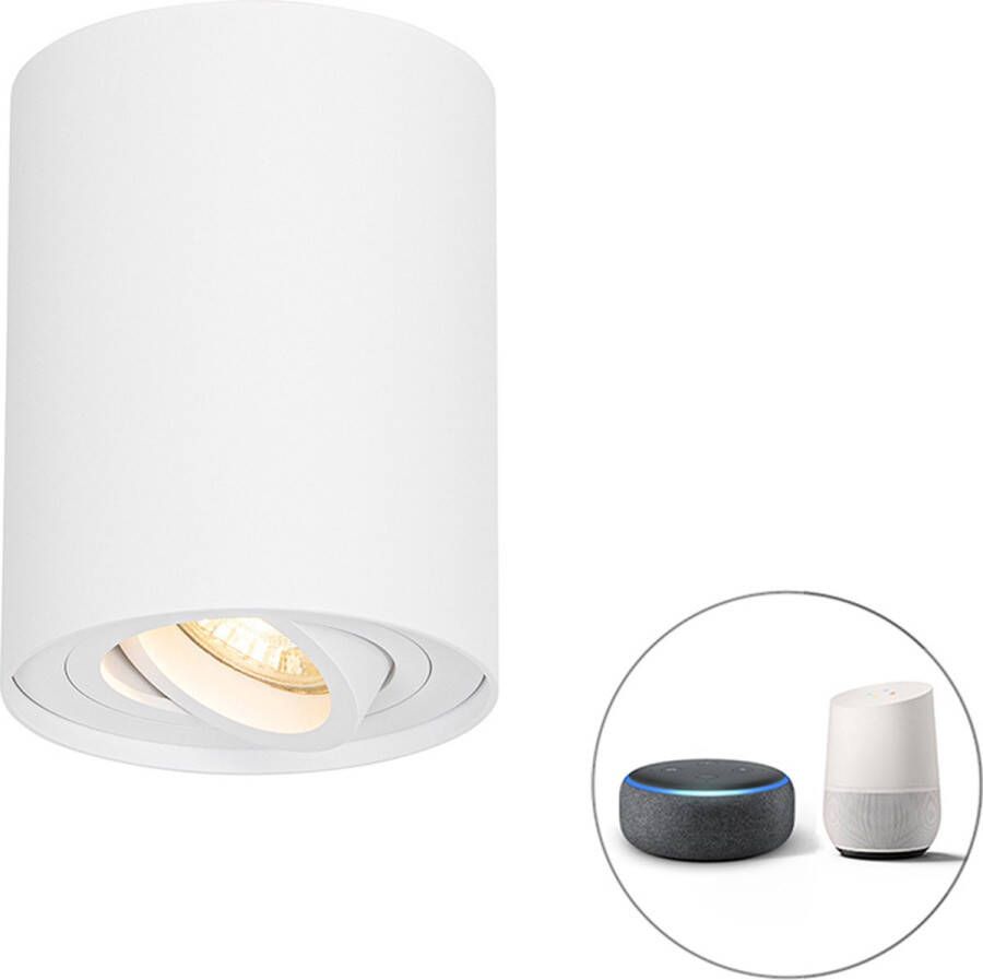 QAZQA rondoo up Moderne LED Smart Plafondspot Spotje Opbouwspot incl. wifi 1 lichts Ø 9.7 cm Wit Woonkamer Slaapkamer Keuken