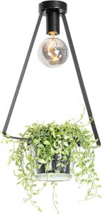 QAZQA roslini Moderne Plafondlamp 1 lichts L 35 cm Zwart Woonkamer Slaapkamer Keuken