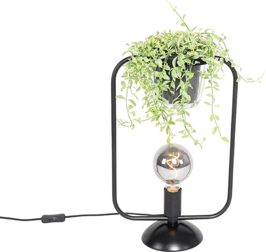 QAZQA roslini Moderne Tafellamp 1 lichts H 41.7 cm Zwart Woonkamer Slaapkamer Keuken