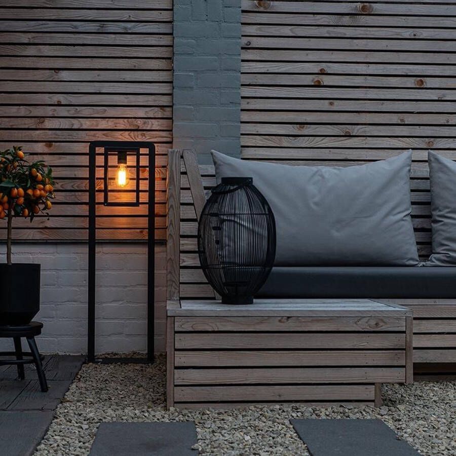 QAZQA rotterdam Moderne Vloerlamp Staande Lamp 1 lichts H 100 cm Zwart Buitenverlichting