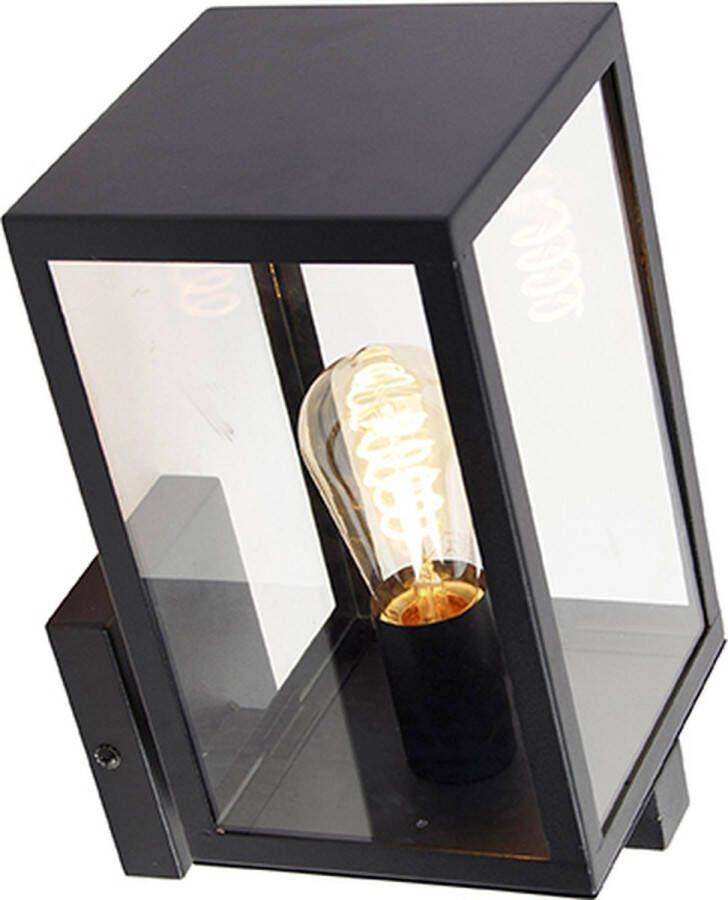 QAZQA rotterdam Moderne Wandlamp voor buiten 1 lichts L 210 mm Zwart Buitenverlichting