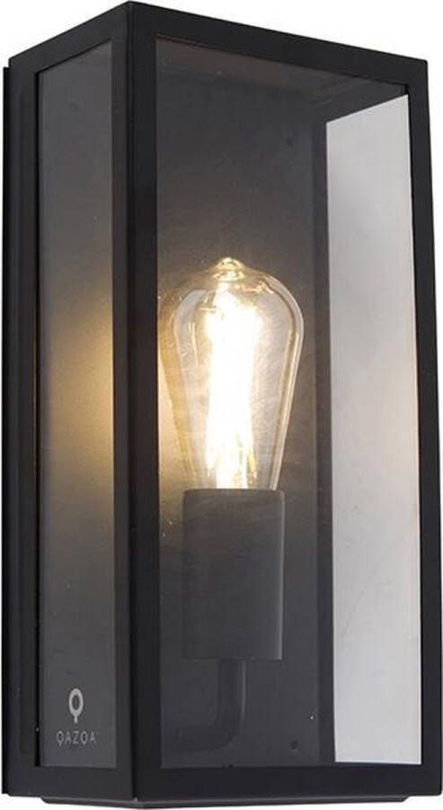 QAZQA Rotterdam Wandlamp 1 Lichts 16 cm Zwart