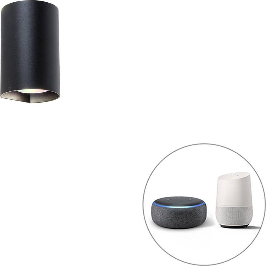 QAZQA sabbir Design LED Dimbare Smart Wandlamp incl. wifi met Dimmer Up Down voor binnen 2 lichts D 8.4 cm Zwart Woonkamer Slaapkamer Keuken