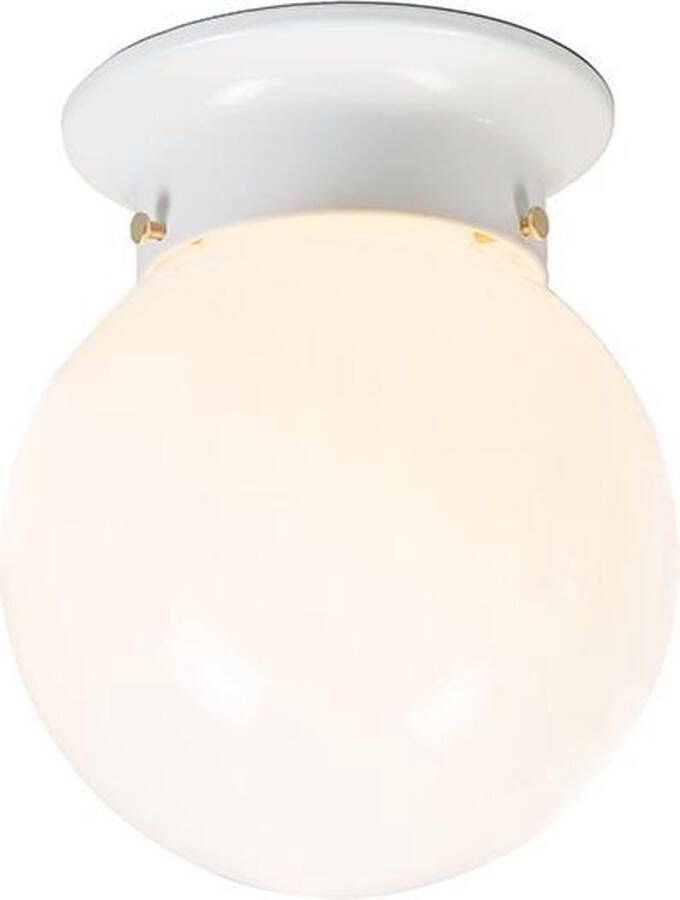 QAZQA Scoop Retro Plafondlamp 1 lichts Ø 150 mm Wit Woonkamer Slaapkamer Keuken