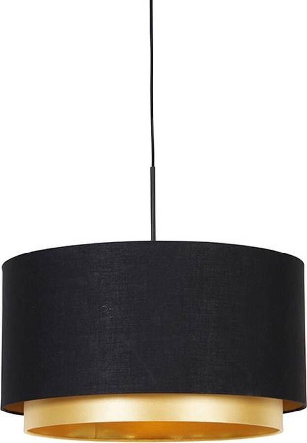 QAZQA shade-duo Moderne Hanglamp met kap 1 lichts Ø 47 cm Zwart Woonkamer Slaapkamer Keuken