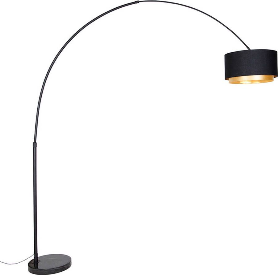 QAZQA shade-duo Moderne Vloerlamp Staande Lamp met kap 1 lichts H 269 cm Zwart Woonkamer Slaapkamer
