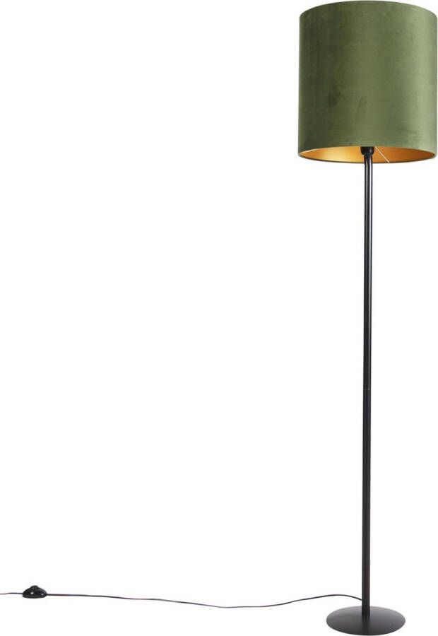 QAZQA simplo fl Landelijkee Vloerlamp Staande Lamp met kap 1 lichts H 1780 mm Groen Woonkamer Slaapkamer Keuken