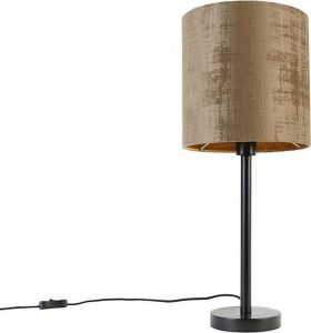 QAZQA simplo Moderne Tafellamp met kap 1 lichts H 600 mm Bruin Woonkamer Slaapkamer Keuken