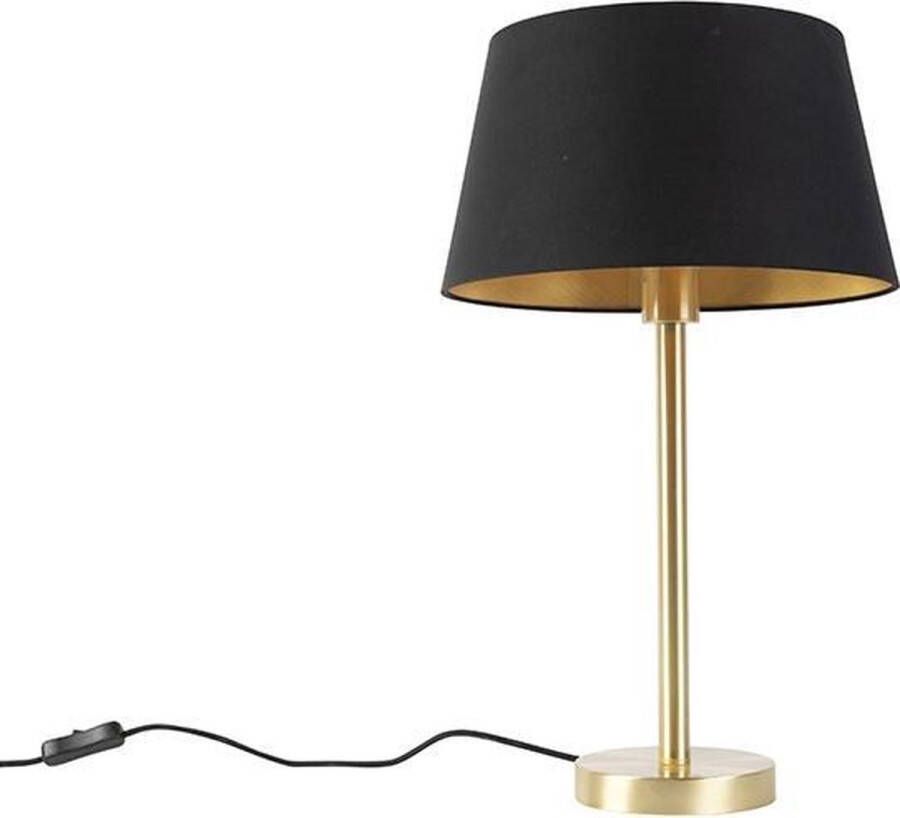 QAZQA simplo Moderne Tafellamp met kap 1 lichts H 525 mm Zwart Woonkamer Slaapkamer