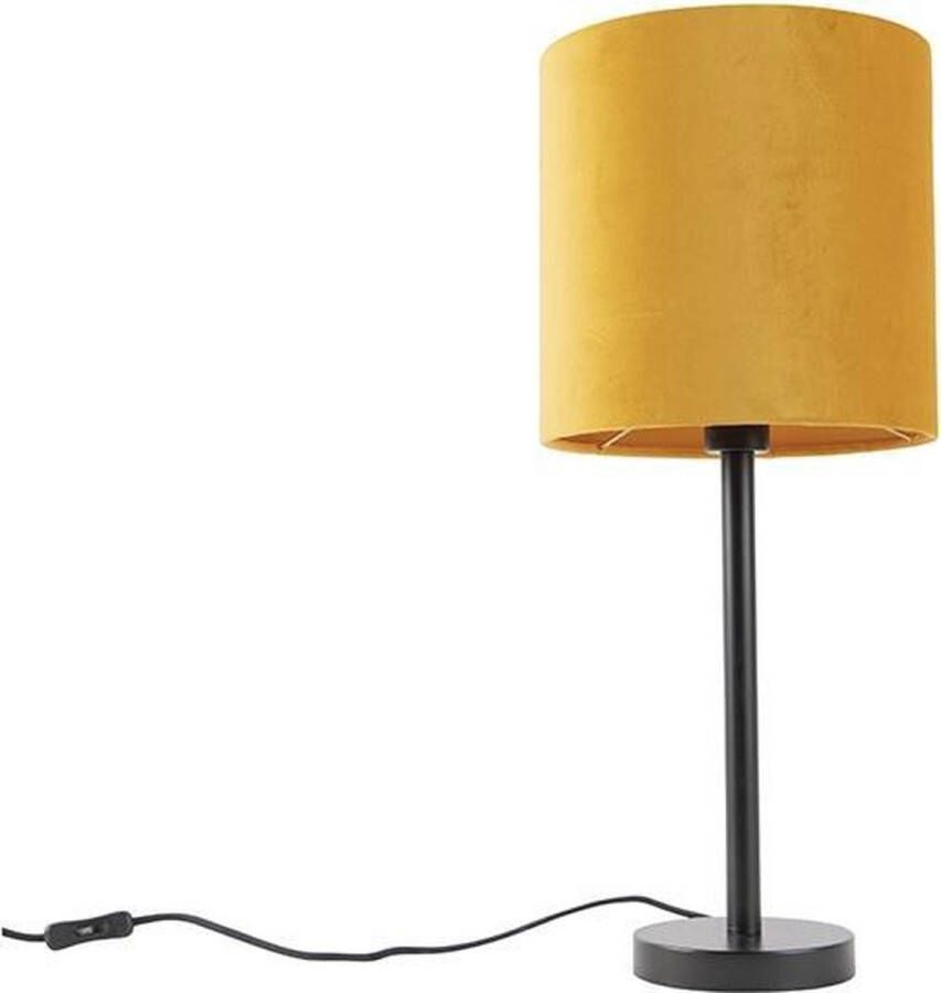 QAZQA simplo Moderne Tafellamp met kap 1 lichts H 595 mm Geel Woonkamer Slaapkamer