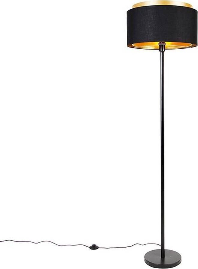 QAZQA simplo Vloerlamp met lampenkap 1 lichts H 166 cm Zwart