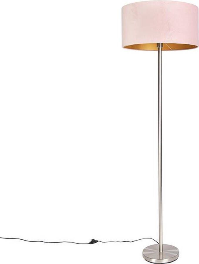 QAZQA simplo Vloerlamp met lampenkap 1 lichts H 169 cm Roze