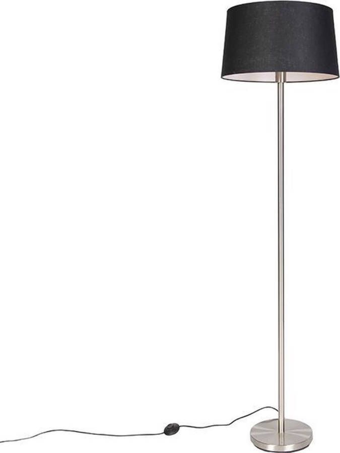 QAZQA simplo Vloerlamp met lampenkap 1 lichts H 1690 mm Zwart