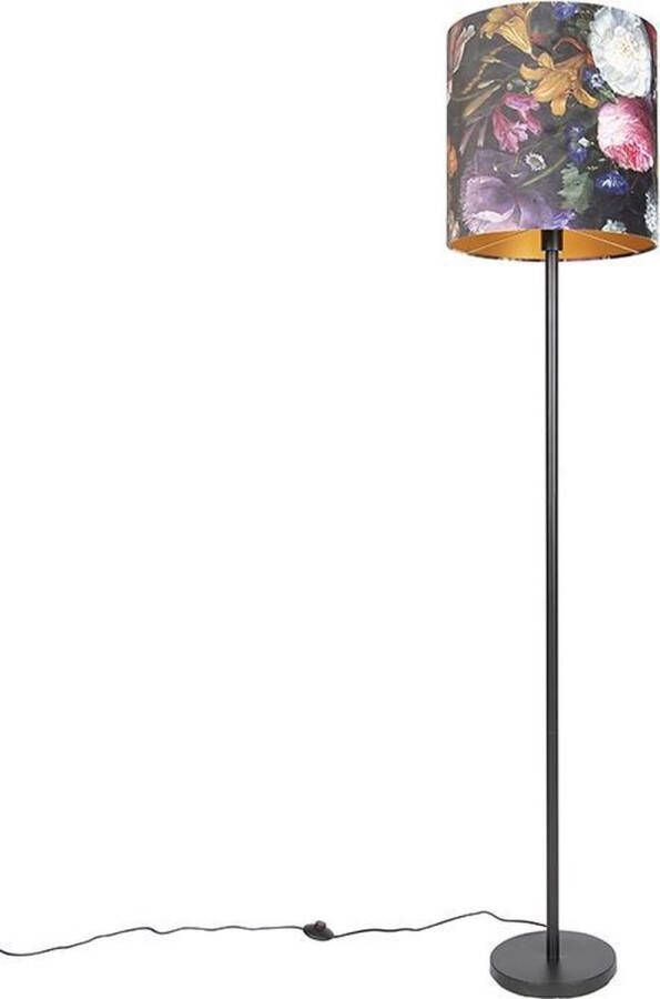 QAZQA simplo Klassieke Vloerlamp Staande Lamp met kap 1 lichts H 1840 mm Multicolor Woonkamer Slaapkamer
