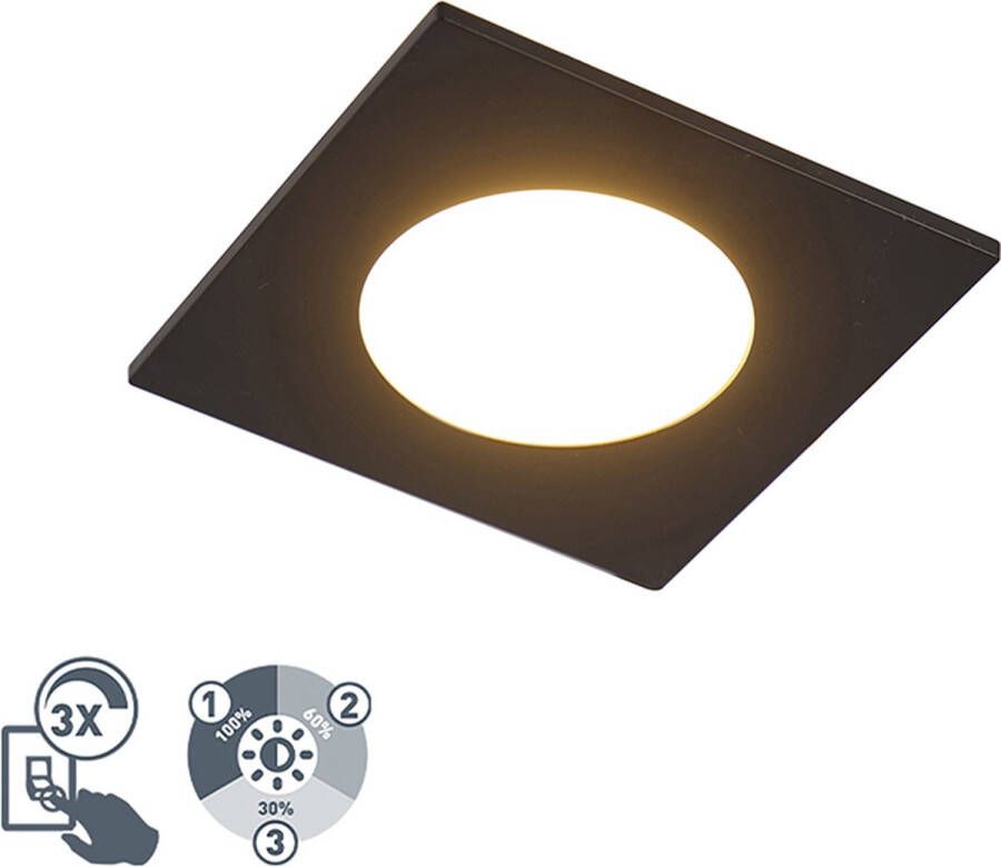 QAZQA simply Moderne LED Dimbare Inbouwspot met Dimmer voor badkamer 1 lichts L 90 mm Zwart