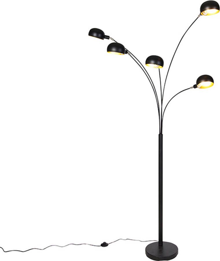 QAZQA sixties fl Design LED Smart Vloerlamp Staande Lamp met zwenkarm incl. wifi 5 lichts H 198 cm Zwart Woonkamer