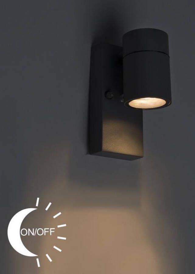 QAZQA Buiten Wandlamp Antraciet Ip44 Met Schemersensor Solo