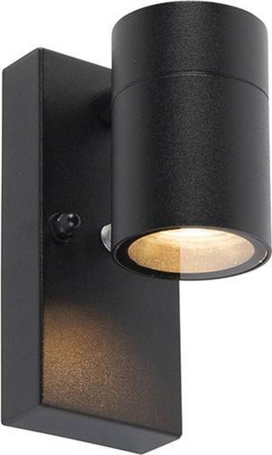 QAZQA Moderne Buiten Wandlamp Zwart Ip44 Met Schemersensor Solo