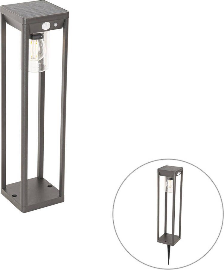 QAZQA sonne Moderne LED Dimbare Staande Buitenlamp Staande Lamp voor buiten met Dimmer met Solar Zonne energie 1 lichts H 40 cm Donkergrijs Buitenverlichting